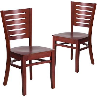 Flash Furniture Darby Series Traditional Wood Restaurant Dining Chair, Mahogany, 2/Pack (2XUDGW018MA