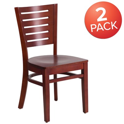 Flash Furniture Darby Series Traditional Wood Restaurant Dining Chair, Mahogany, 2/Pack (2XUDGW018MA