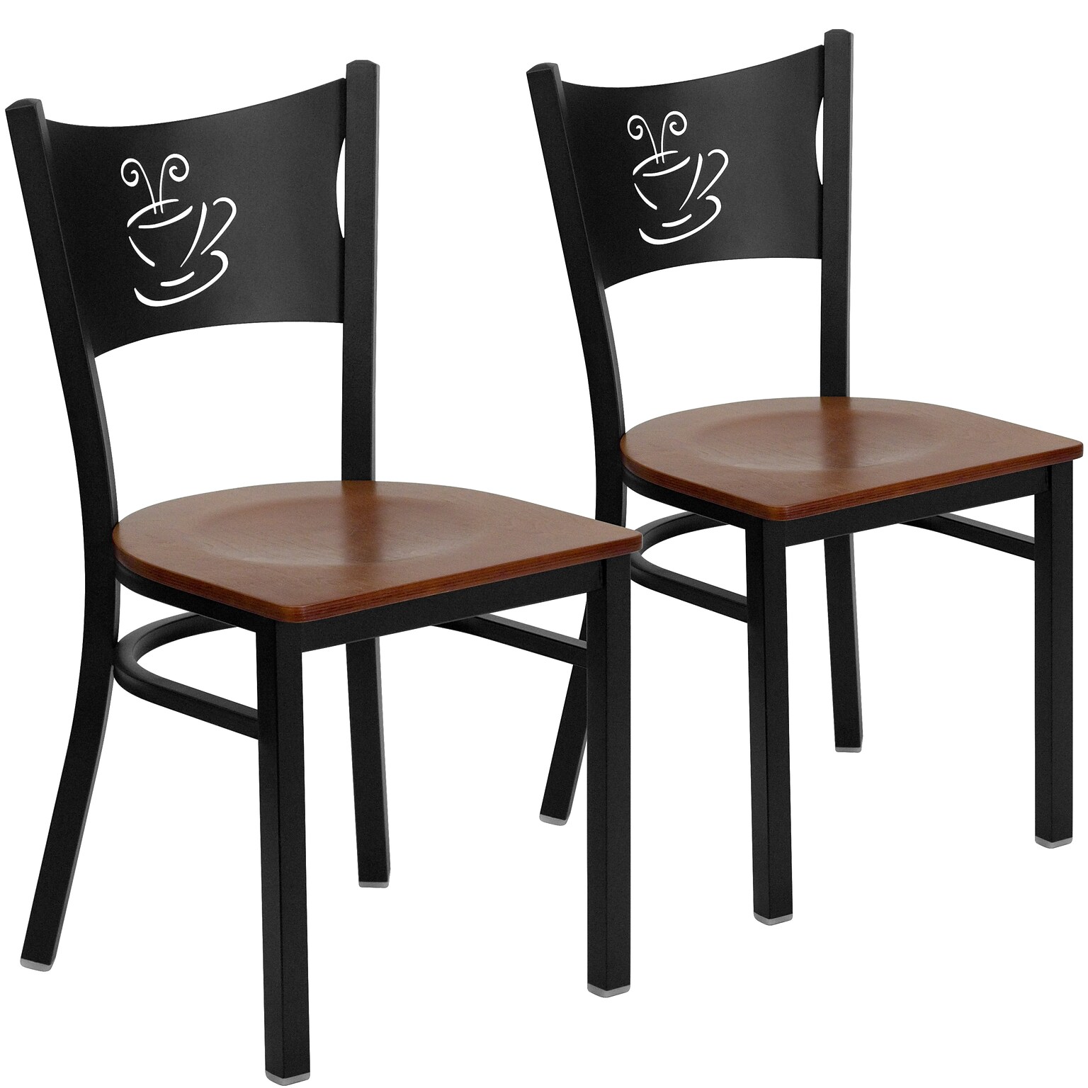 Flash Furniture HERCULES Series Traditional Metal/Wood Restaurant Dining Chair, Black/Cherry Wood, 2/Pack (2XUDG6099COFCHW)