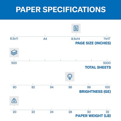 Hammermill Fore 8.5" x 14" Multipurpose Paper, 20 lbs., 96 Brightness, 500 Sheets/Ream (103291)