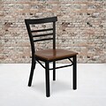 Flash Furniture HERCULES Series Traditional Metal/Wood Restaurant Dining Chair, Black/Cherry Wood, 2