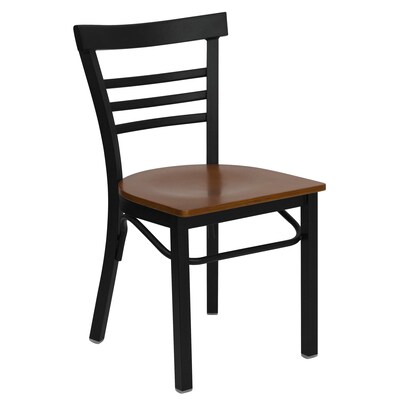 Flash Furniture HERCULES Series Traditional Metal/Wood Restaurant Dining Chair, Black/Cherry Wood, 2/Pack (2XU6Q6B1LADCHW)