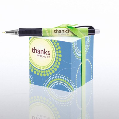 Baudville® Sticky Note Cube W/ Pen Set, Thanks for All You Do!