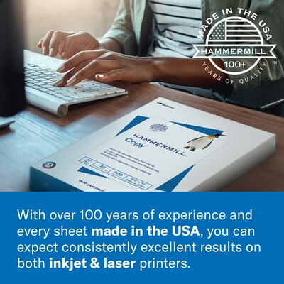 Hammermill Premium Laser Print 8.5" x 11" Multipurpose Paper, 24 lbs., 98 Brightness, 5000 Sheets/Carton (104604)
