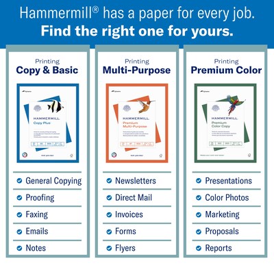 Hammermill Copy Plus 8.5" x 11" 3-Hole Punched Copy Paper, 20 lbs., 92 Brightness, 500 Sheets/Ream (105031)
