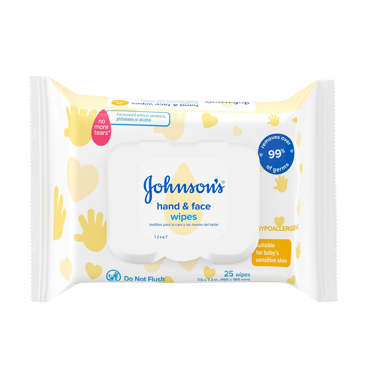 Johnson’s Baby Hand & Face Wipes, 25/Count (2070216)