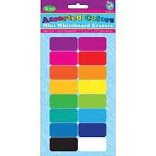 Ashley Productions® Mini Whiteboard Erasers, Assorted Colors, 2 x 1 x 0.75, Pack of 16 (ASH78010)