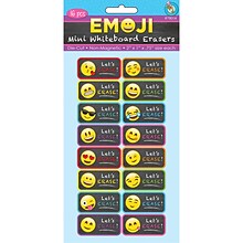 Ashley Productions Non-Magnetic Mini Whiteboard Erasers, Emotions Icons, 16/Pack (ASH78014)