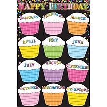 Ashley Productions Smart Poly 13 x 19 Black Confetti Birthdays Chart (ASH91086)
