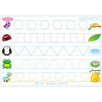 Ashley Productions® Smart Poly™ Learning Mat Prewriting & Shape Tracing, Double-Sided, 12 x 17 (AS