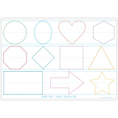 Ashley Productions® Smart Poly™ Learning Mat Prewriting & Shape Tracing, Double-Sided, 12 x 17 (AS