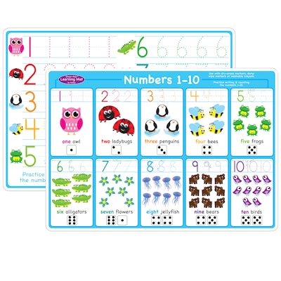 Ashley Productions Smart Poly 12 x 17 Numbers 1-10  Learning Mat, Double-Sided (ASH95023)