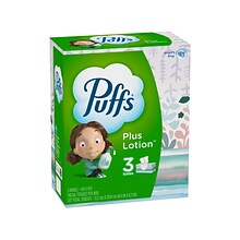 Puffs Plus Lotion Lotion Facial Tissue, 2-ply, 124 Tissues/Box, 3 Boxes/Pack (39363)