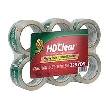 Duck HD Clear Heavy Duty Packing Tape, 1.88 x 54.6 yds., Clear, 6/Pack (441962/7295)