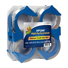 Duck HP260 Packing Tape with Dispenser, 1.88 x 60 yds., Clear, 4/Pack (847667)