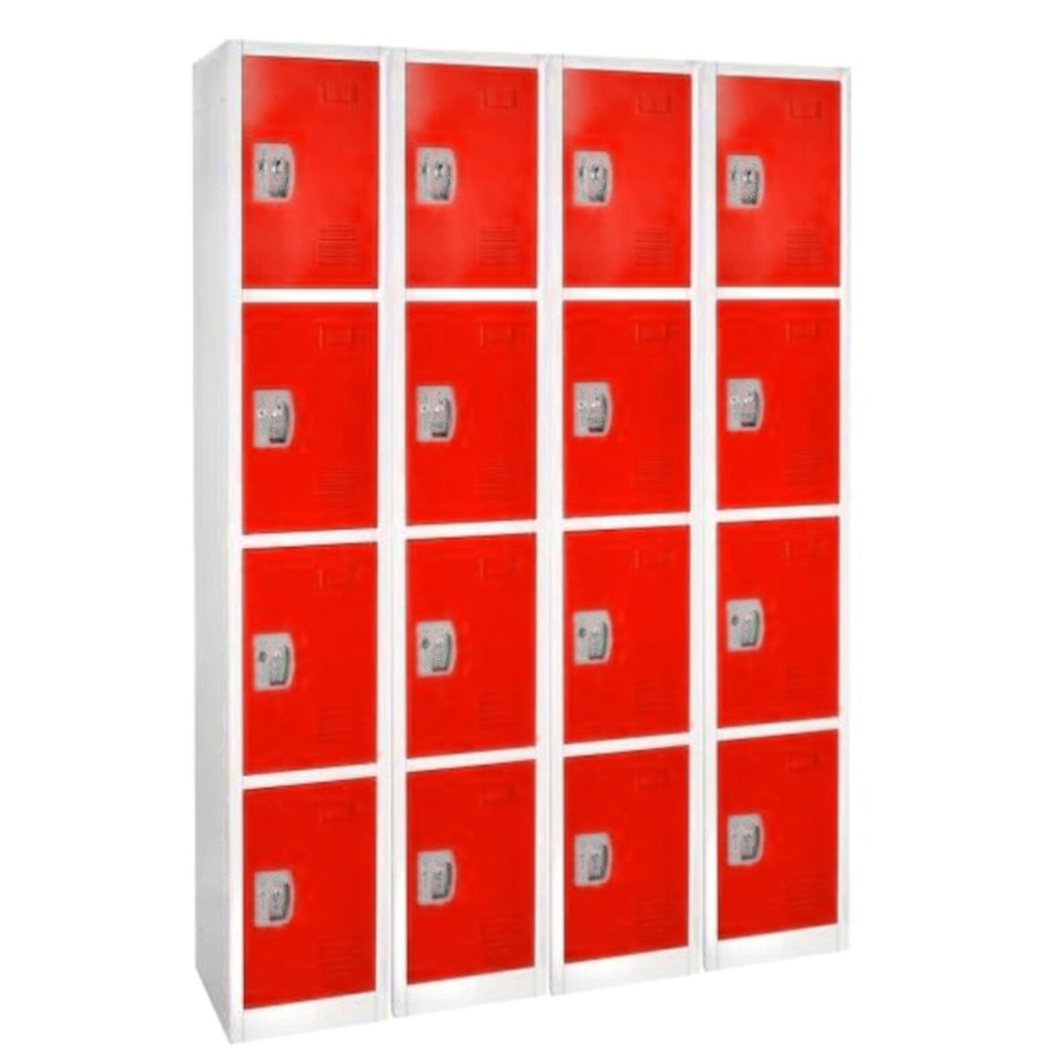 AdirOffice 72 4-Tier Key Lock Red Steel Storage Locker, 4/Pack (629-204-RED-4PK)