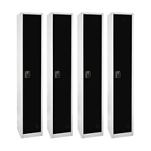 AdirOffice 72 Single Tier Key Lock Black Steel Storage Locker, 4/Pack (629-201-BLK-4PK)