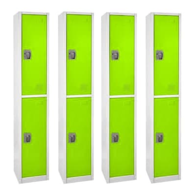 AdirOffice 72 2-Tier Key Lock Green Steel Storage Locker, 4/Pack (629-202-GRN-4PK)
