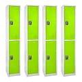 AdirOffice 72 2-Tier Key Lock Green Steel Storage Locker, 4/Pack (629-202-GRN-4PK)