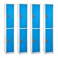 AdirOffice 72 2-Tier Key Lock Blue Steel Storage Locker, 4/Pack (629-202-BLU-4PK)
