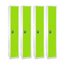 AdirOffice 72 Single Tier Key Lock Green Steel Storage Locker, 4/Pack (629-201-GRN-4PK)