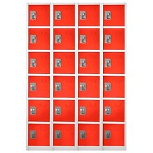 AdirOffice 72 6-Tier Key Lock Red Steel Storage Locker, 4/Pack (629-206-RED-4PK)