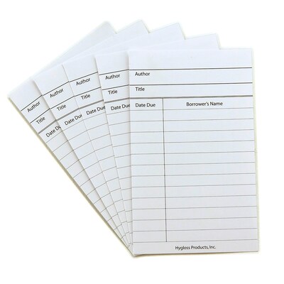 Hygloss Library Cards & Non-Adhesive Pockets Combo, White, 150 Each/300 Pieces Total (HYG61151)