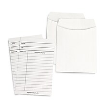 Hygloss Library Cards & Non-Adhesive Pockets Combo, White, 30 Each/60 Pieces Per Pack, 3 Packs (HYG6