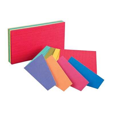 Oxford 3" x 5" Index Cards, Lined, Two-Tone Assorted Colors, 100/Pack, 10 Packs/Bundle (OFX04736-10)
