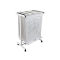 AdirOffice Blueprint Metal Mobile File Cart with Lockable Wheels, White (615-WHI)