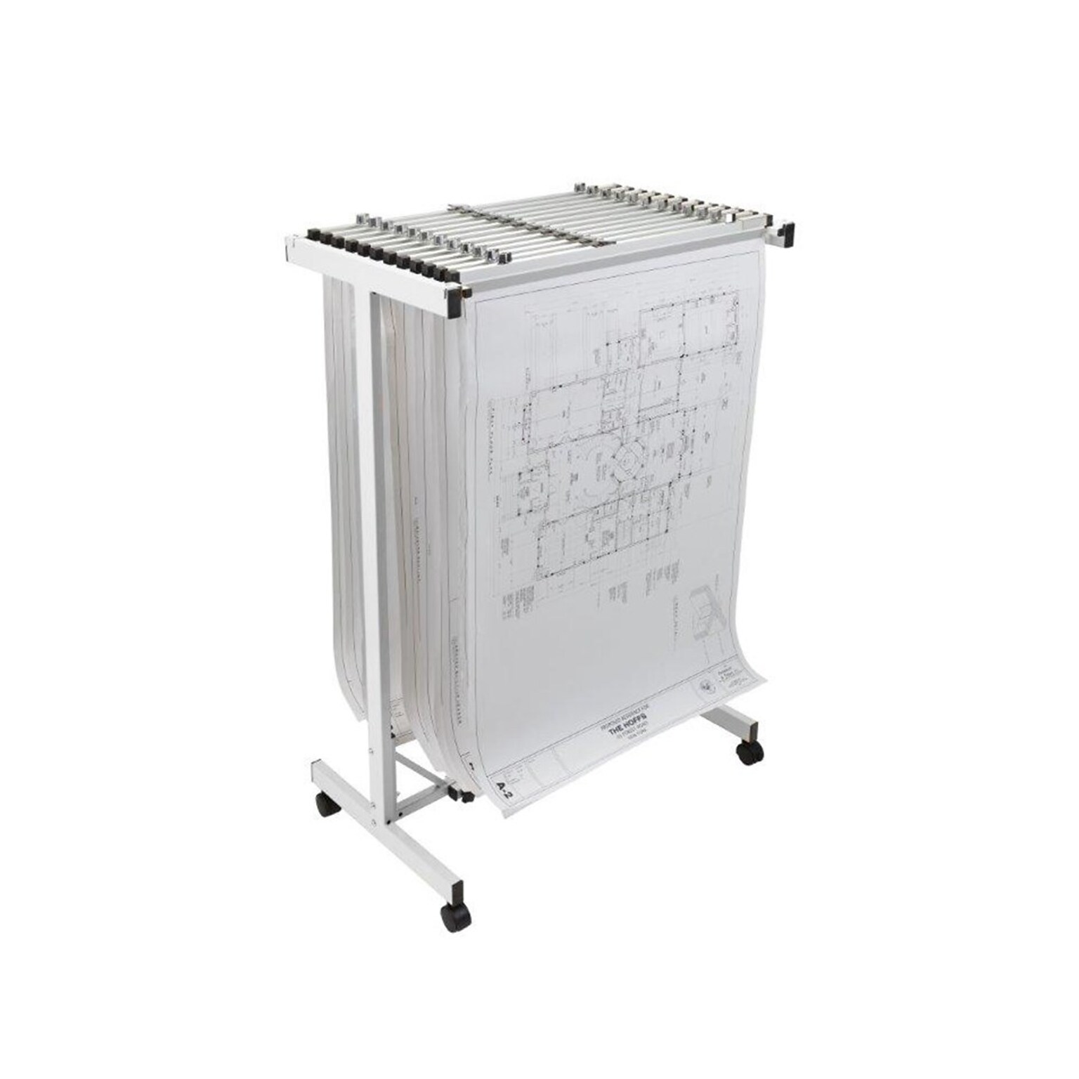 AdirOffice Blueprint Metal Mobile File Cart with Lockable Wheels, White (615-WHI)