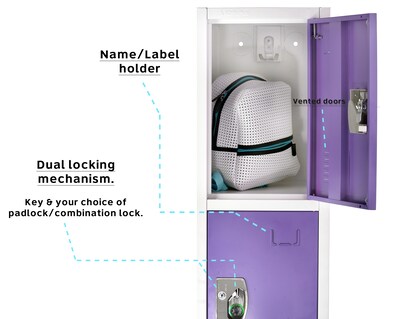AdirOffice 72'' 4-Tier Key Lock Purple Steel Storage Locker (629-204-PUR)