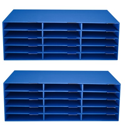 AdirOffice 501 Series 15-Compartment File Storage Literature Organizer, Blue, 2/Pack (501-15-CP-BLU-