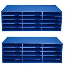 AdirOffice 501 Series 15-Compartment Paper Storage Literature Organizer, Blue, 2/Pack (501-15-CP-BLU