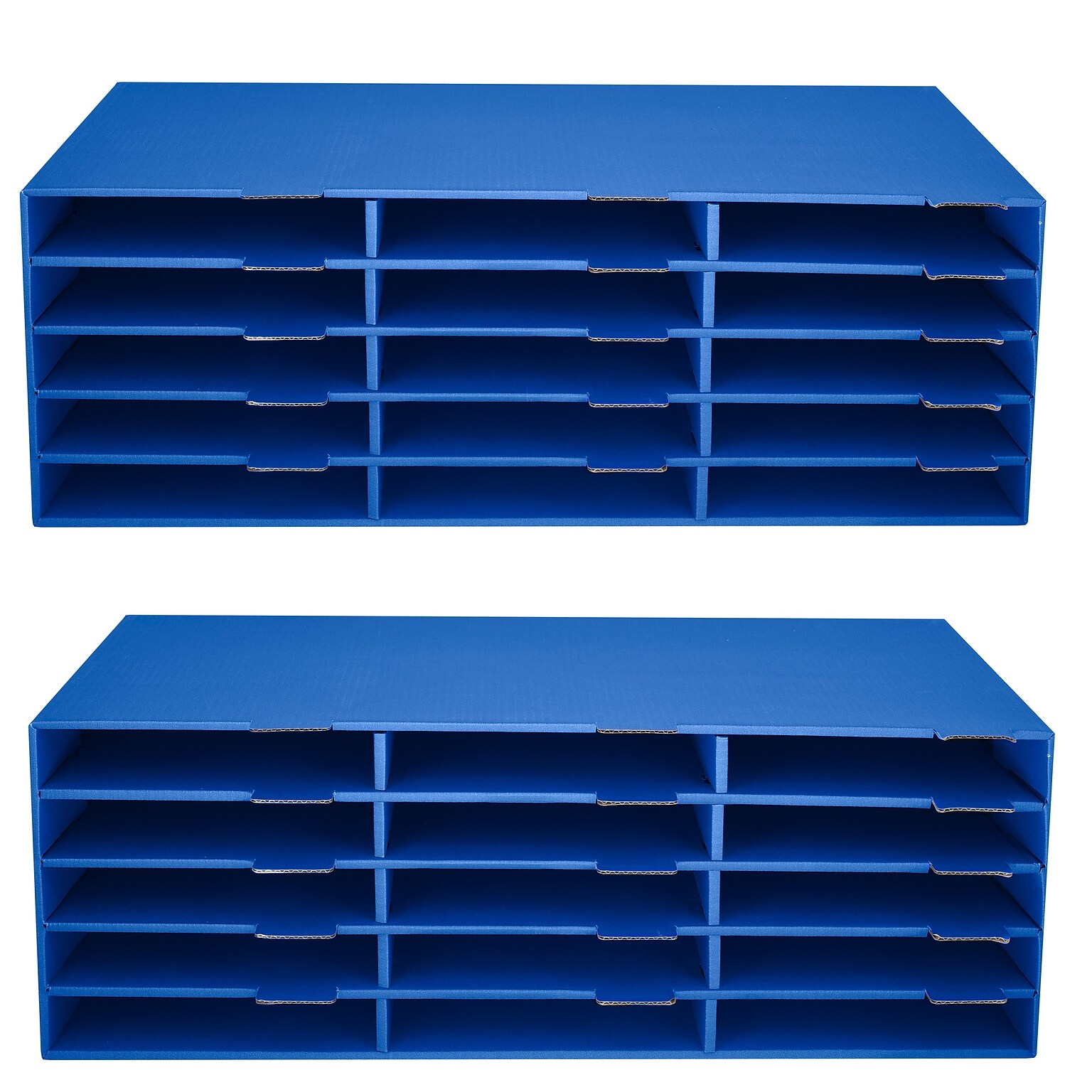 AdirOffice 501 Series 15-Compartment File Storage Literature Organizer, Blue, 2/Pack (501-15-CP-BLU-2)