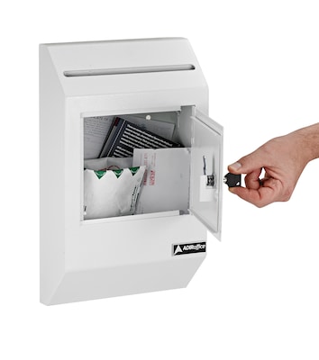 AdirOffice Steel Drop Box Mailbox with Key Lock, 0.37 cu. ft. (631-13-WHI)