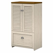 Bush Furniture Fairview Storage Cabinet with Drawer, Antique White/Tea Maple (WC53280-03)