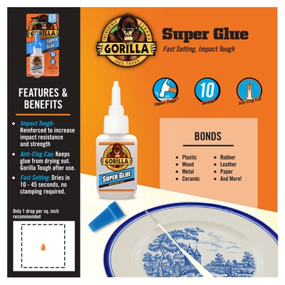 Gorilla Liquid Super Glue, 0.53 oz., Clear, (7805003)