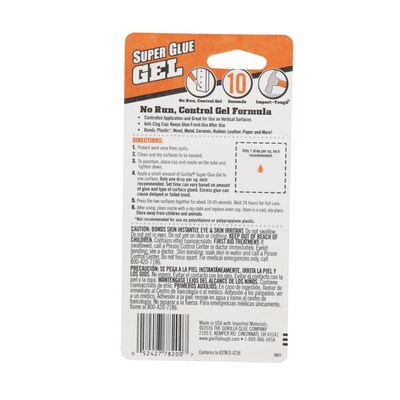 Gorilla Gel Super Glue, 0.11 oz. (7820001)