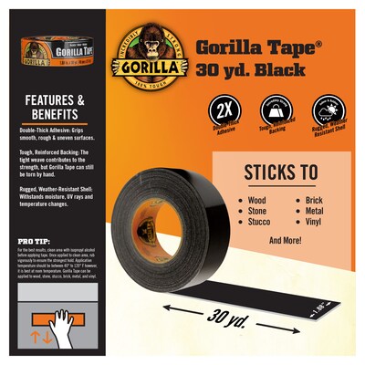 Gorilla Duct Tape, 1.88" x 30 yds., Black (105629)