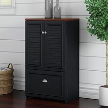 Bush Furniture Fairview 41.69H Storage Cabinet with 3 Shelves, Antique Black/Hansen Cherry (WC53980