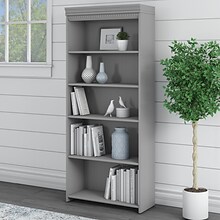 Bush Furniture Fairview 69H 5-Shelf Bookcase with Adjustable Shelves, Cape Cod Gray Laminated Wood