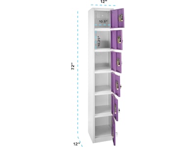 AdirOffice 72'' 6-Tier Key Lock Purple Steel Storage Locker, 2/Pack (629-206-PUR-2PK)