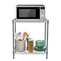 Mind Reader Metal Microwave Storage Countertop Organizer with Shelves, Silver (COUMIC2T-SIL)