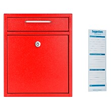 AdirOffice Ultimate Locking Wall Mounted Drop Box, Medium, Red (631-05-RED-PKG)