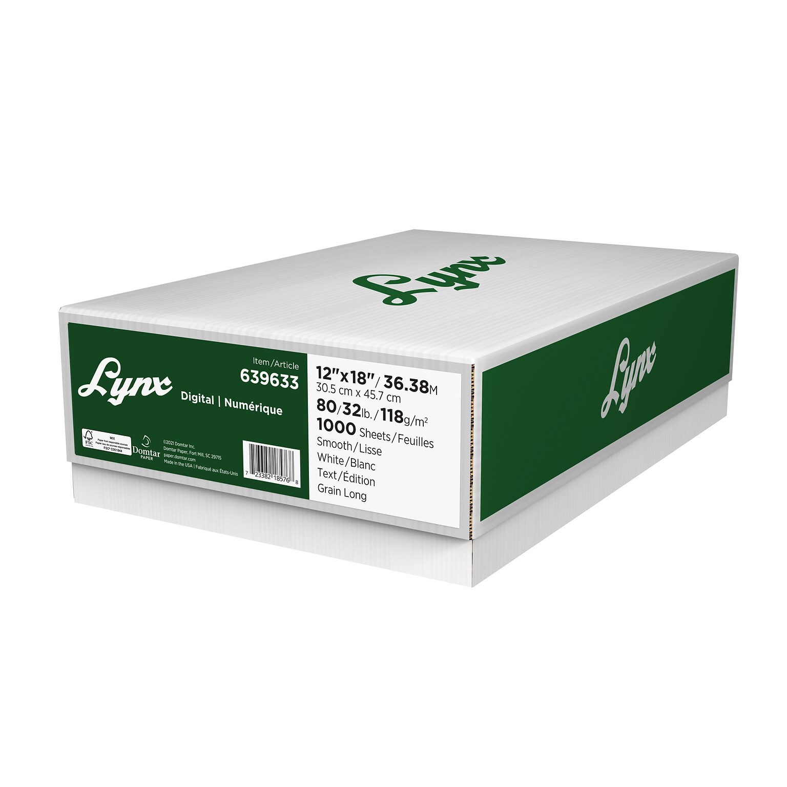 Domtar Lynx Opaque 12 x 18 80 lbs. Digital Ultra Smooth Laser Paper, White, 1000/Case
