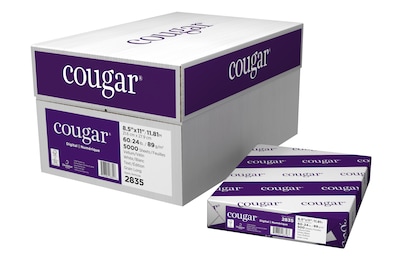 Cougar Digital 10% Recycled 8.5 x 11 Multipurpose Paper, 60 lbs., 98 Brightness, 500/Ream, 10 Ream