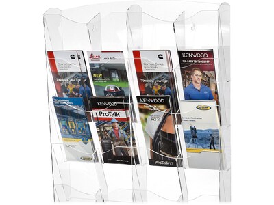 AdirOffice Acrylic Magazine Rack with Adjustable Pockets, Clear, 2/Pack (640-5120-CLR-2PK)