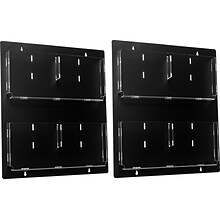 AdirOffice Wall Mounted Acrylic Magazine Rack with Adjustable Pockets, Black, 2/Pack (640-2023-BLK-2