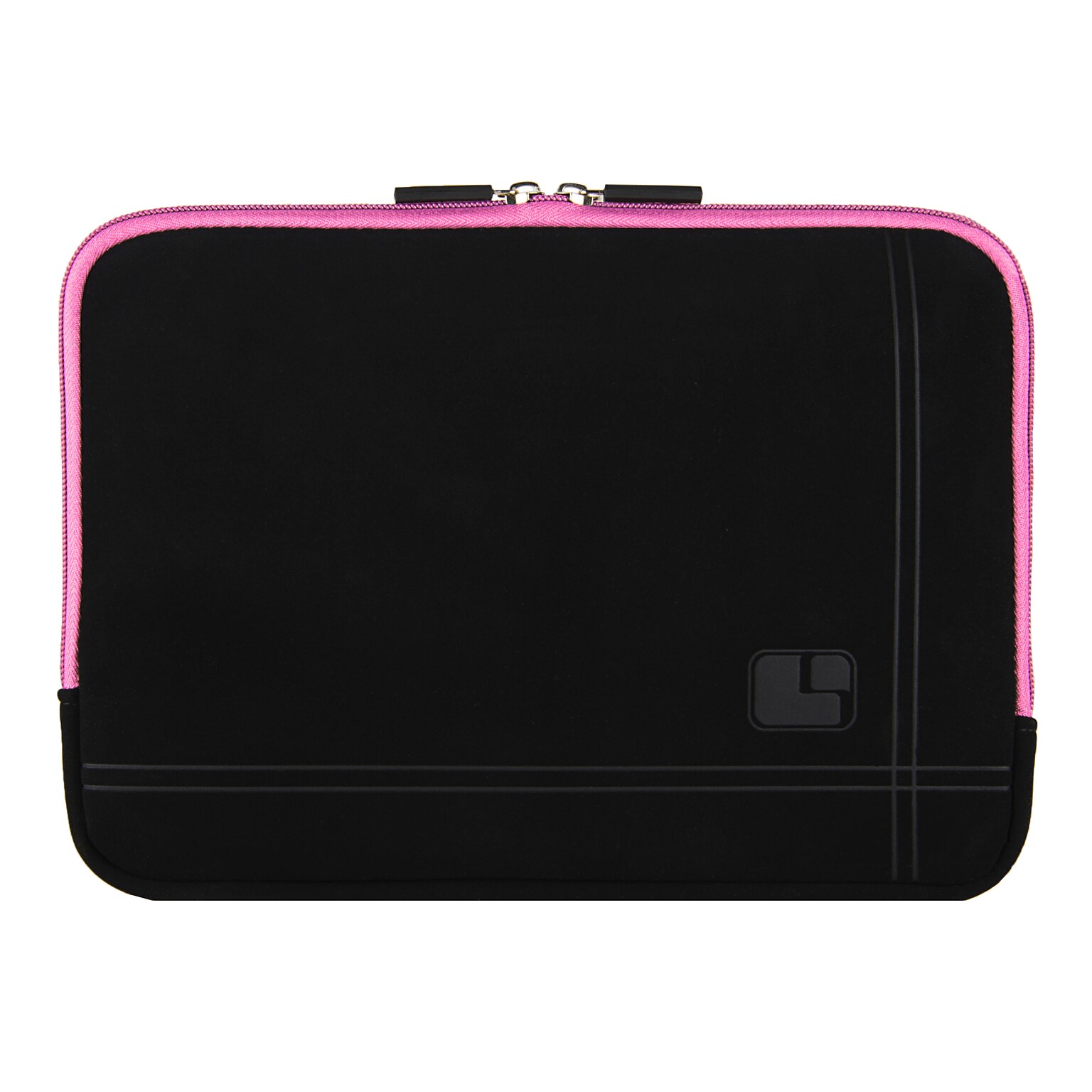 SumacLife Drumm Protective Neoprene Laptop Carrying Sleeve with Back Pocket (Black with Pink Edge)
